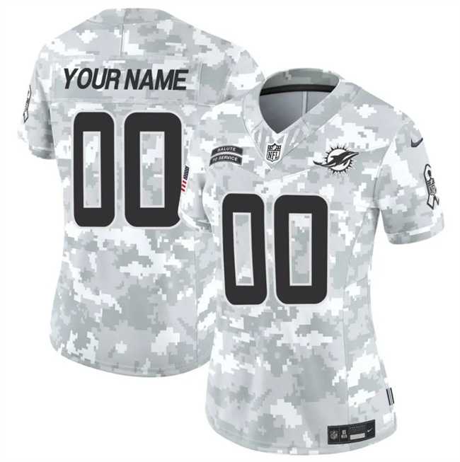 Women%27s Miami Dolphins Active Player Custom 2024 F.U.S.E Arctic Camo Salute To Service Limited Stitched Football Jersey(Run Small)